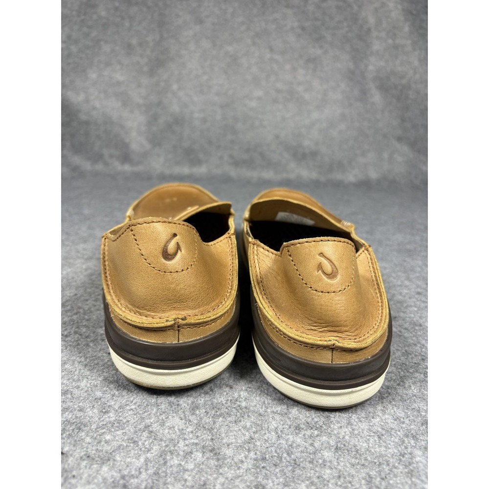 OluKai Men's Tan Leather Slip-On Loafers - Picture 8 of 10
